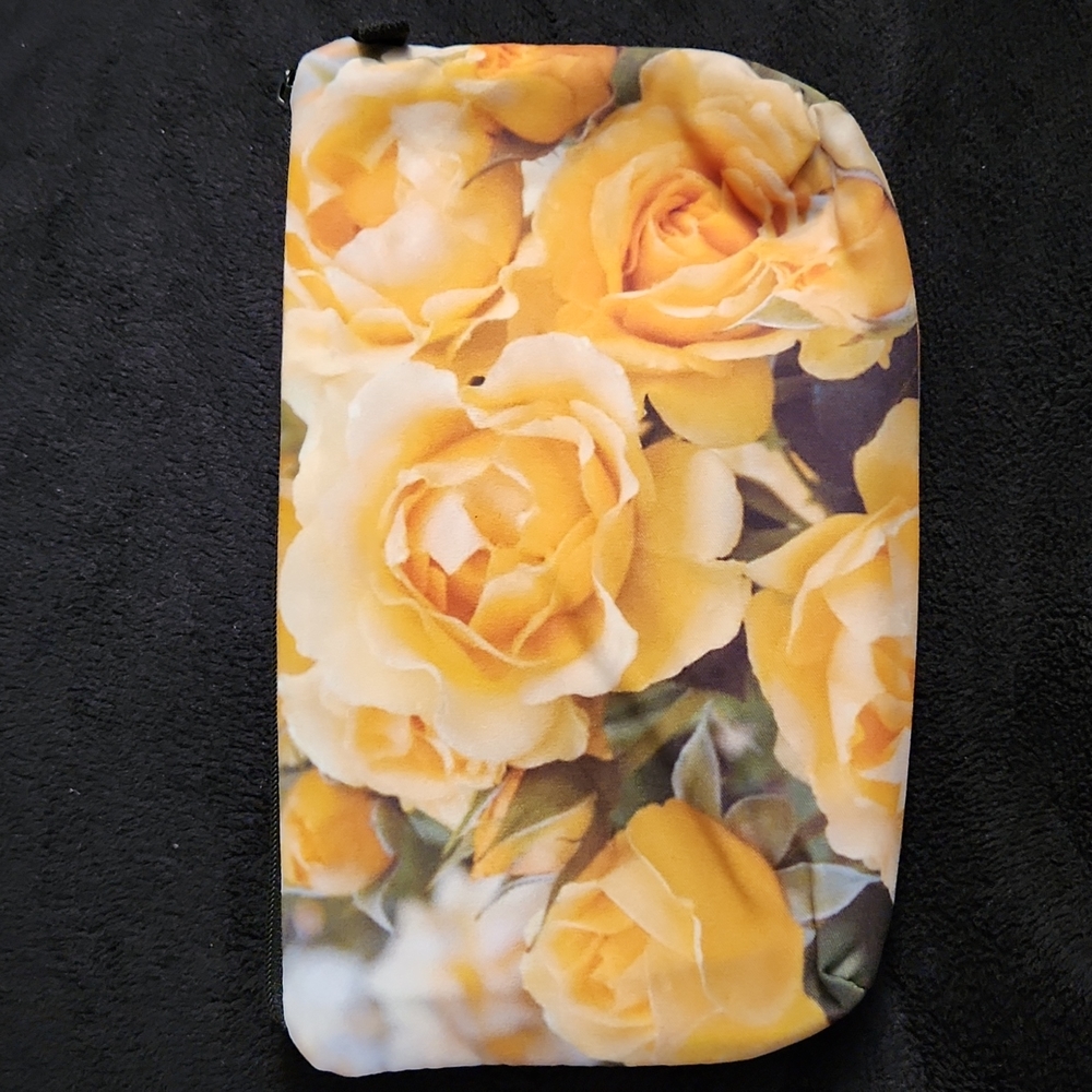 NEW- Cosmetic Bag, Storage Bag- Yellow Roses